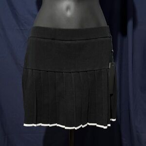 Elegant Black Mini Skort with White Trim